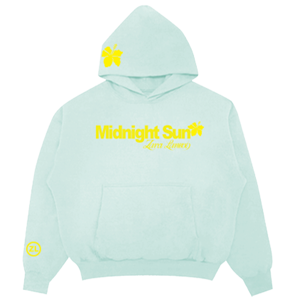 Midnight Sun Hibiscus Hoodie - Seafoam