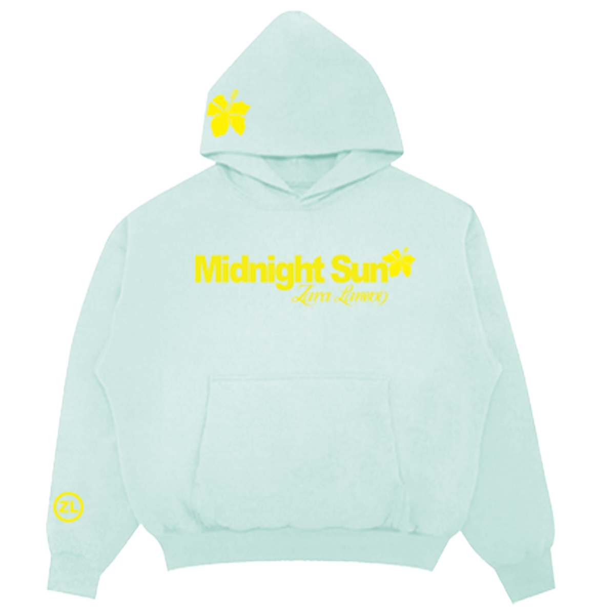 Midnight Sun Hibiscus Hoodie - Seafoam
